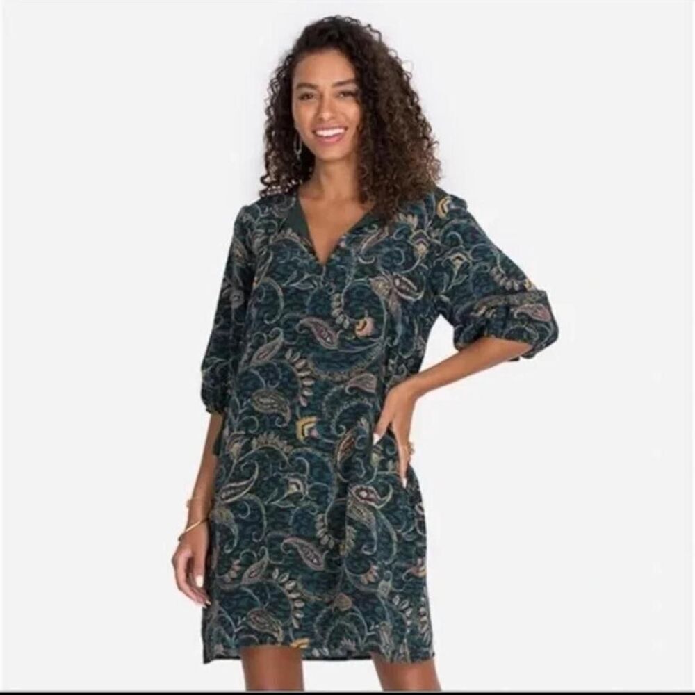 Johnny Was Jade Women's Marzanna Green Paisley Mini 100% Silk Dress XS